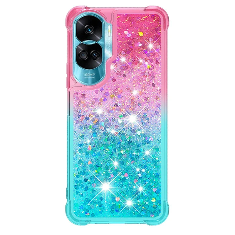 Honor 90 Lite Case on For Funda Honor 90 Lite CRT-NX1 Cover Glitter Dynamic Liquid Case For Huawei Honor90 Lite Phone Case Etui