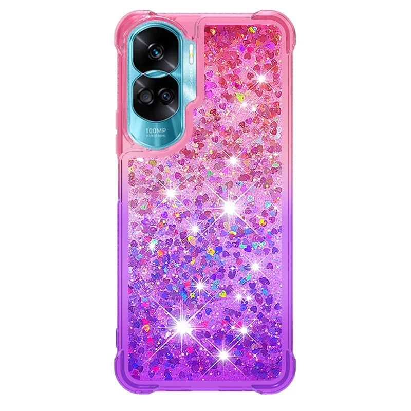 Honor 90 Lite Case on For Funda Honor 90 Lite CRT-NX1 Cover Glitter Dynamic Liquid Case For Huawei Honor90 Lite Phone Case Etui